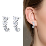 925 Silver Hoop Earring Pave CZ Star Moon Feather Wedding Party Jewelry