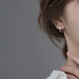 925 Silver Rope Knot Diamond Hoop Earrings