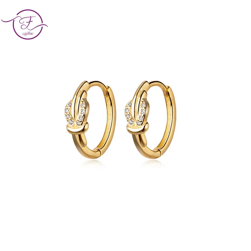 925 Silver Rope Knot Diamond Hoop Earrings