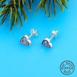 925 Silver Heart CZ Stud Earring For Women