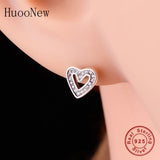 925 Silver Heart CZ Stud Earring For Women