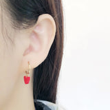 925 Silver Red Heart Pendant Hoop Earring