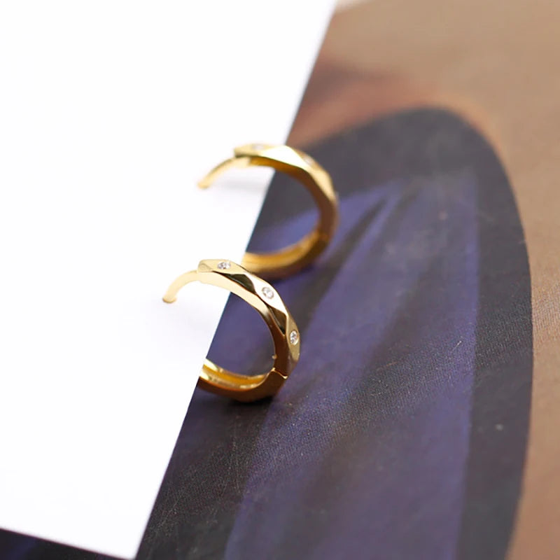 925 Silver Zircon Hoop Earrings for Women