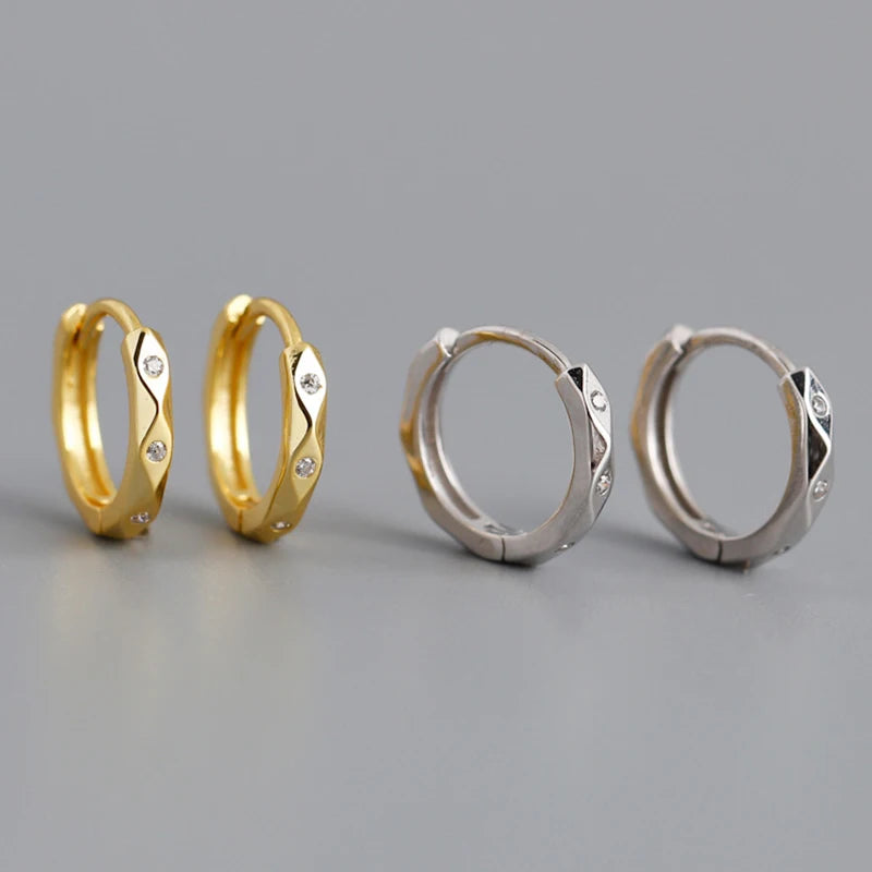 925 Silver Zircon Hoop Earrings for Women