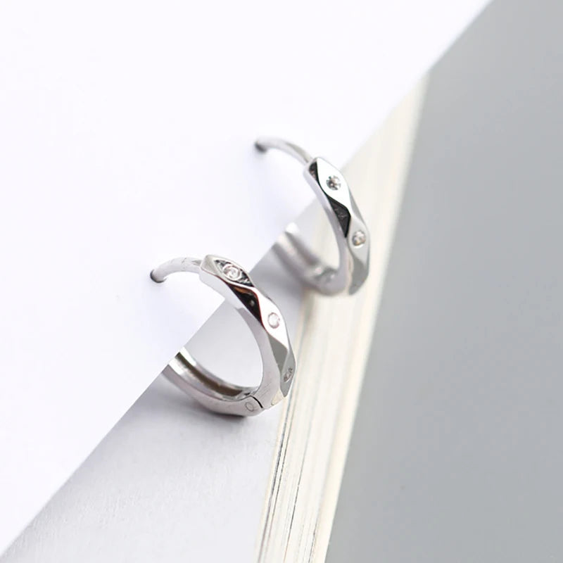 925 Silver Zircon Hoop Earrings for Women