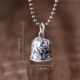 925 Silver Lucky Symbol Bell Pendant Thai Sterling Good Luck Amulet