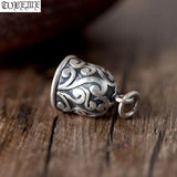 925 Silver Lucky Symbol Bell Pendant Thai Sterling Good Luck Amulet