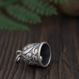 925 Silver Lucky Symbol Bell Pendant Thai Sterling Good Luck Amulet