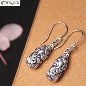 925 Silver Wealth Pixiu Drop Earrings Good Luck Piyao Women Earrings