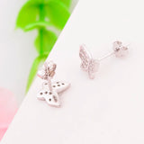 925 Silver Mini Butterfly Stud Earring with Rhinestone Crystal