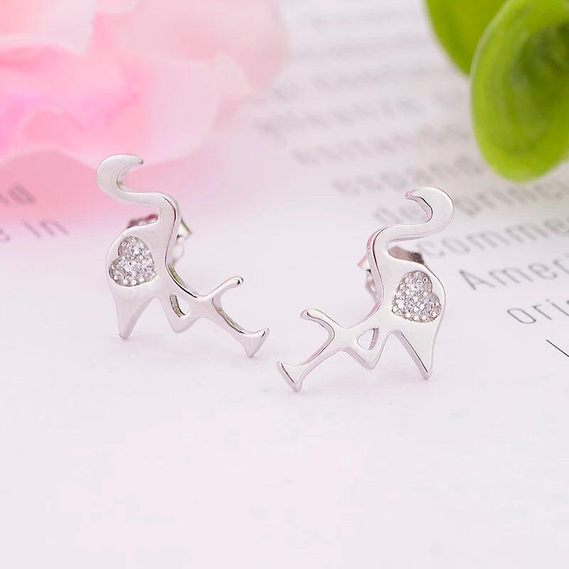 925 Silver Mini Flamingo Zirconia Stud Earrings