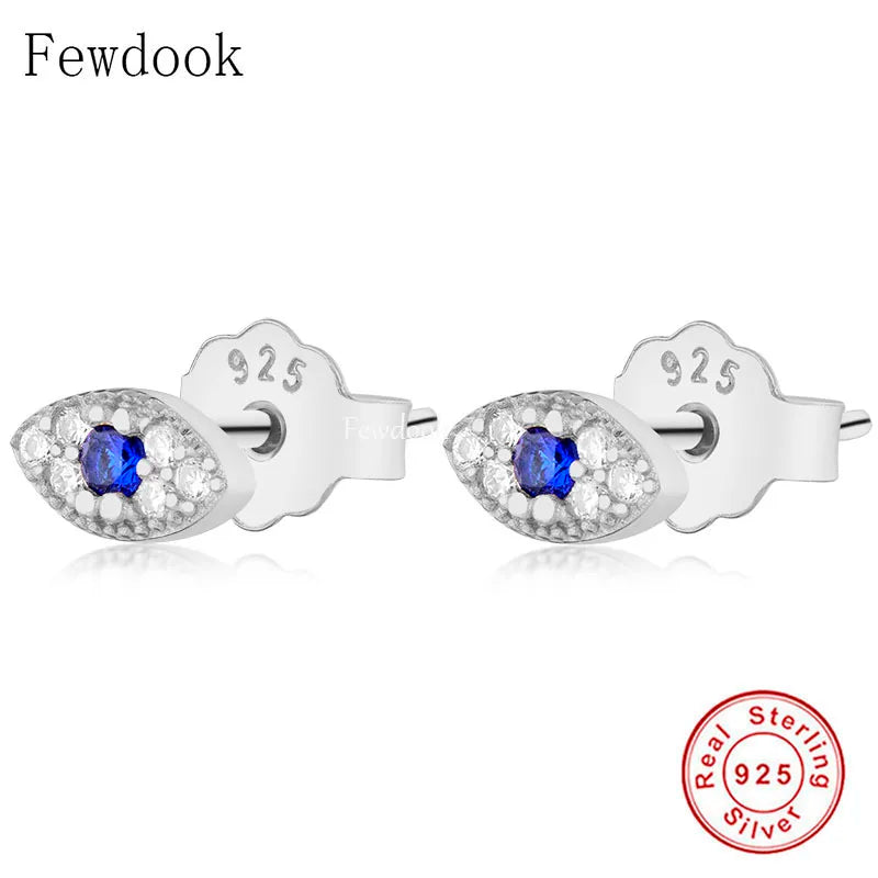 925 Silver Evil Eye Zirconia Stud Earring - Kid Baby Women