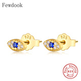 925 Silver Evil Eye Zirconia Stud Earring - Kid Baby Women