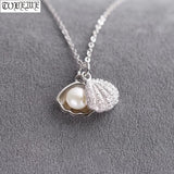 925 Silver Pearl Conch Shell Pendant Necklace Lady Necklace
