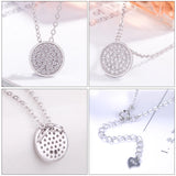 925 Silver Necklace Women Round Pendant Chain Solid Silver Jewelry