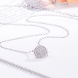 925 Silver Necklace Women Round Pendant Chain Solid Silver Jewelry