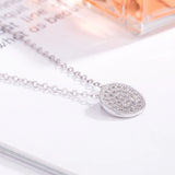 925 Silver Necklace Women Round Pendant Chain Solid Silver Jewelry