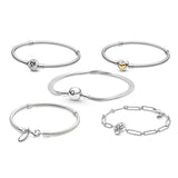 925 Silver Heart Shell Life Tree Key Chain PAN Bracelet