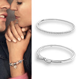 925 Silver Pan Bracelet with Crystal, European Charm Bracelet Women Jewelry