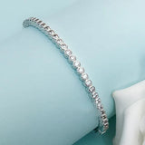 925 Silver Pan Bracelet with Crystal, European Charm Bracelet Women Jewelry