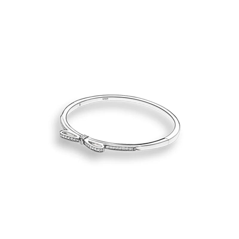 925 Silver Pan Bracelet with Crystal, European Charm Bracelet Women Jewelry
