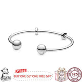 925 Silver Pan Bracelet Rose Button Fit European Charm Bracelets Women Jewelry