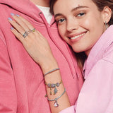 925 Silver Pan Bracelet with Rose Clasp for European Charm Bracelets