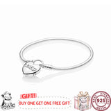925 Silver Pan Bracelet Heart-shaped Chain Pan Bracelet