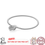 925 Silver Pan Bracelet Heart-shaped Chain Pan Bracelet