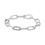 925 Silver Pan Bracelet Snake Chain Circular Clasp Bangle