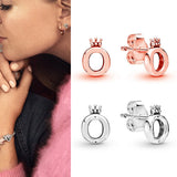925 Silver Pan Earrings Crown O-shaped Pan Earrings Women Wedding Gift Jewelry
