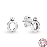 925 Silver Pan Earrings Crown O-shaped Pan Earrings Women Wedding Gift Jewelry