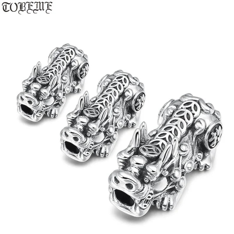 Vintage Sterling Silver Pixiu Beads Fengshui Wealth