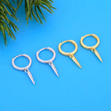 925 Silver Punk Style Rivet Hoop Earring for Women