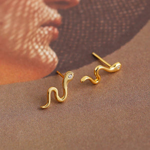 925 Silver Snake Zirconia Hoop Earring Punk Style