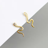 925 Silver Snake Zirconia Hoop Earring Punk Style