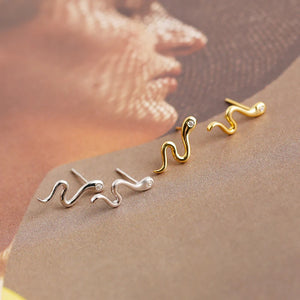 925 Silver Snake Zirconia Hoop Earring Punk Style