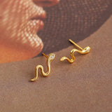 925 Silver Snake Zirconia Hoop Earring Punk Style