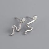 925 Silver Snake Zirconia Hoop Earring Punk Style