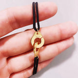 925 Silver R15 Handcuffs Bracelet on Cord Menottes Gift