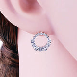 925 Silver Zirconia Stone Stud Earring Brinco Pendientes