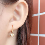 925 Silver Flower Heart Zirconia Hoop Earrings