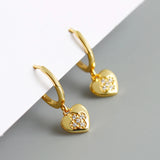 925 Silver Flower Heart Zirconia Hoop Earrings
