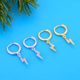 925 Silver CZ Lightning Pendant Earrings for Women