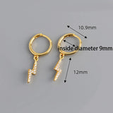925 Silver CZ Lightning Pendant Earrings for Women