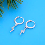 925 Silver CZ Lightning Pendant Earrings for Women