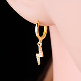 925 Silver CZ Lightning Pendant Earrings for Women