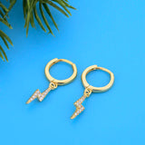 925 Silver CZ Lightning Pendant Earrings for Women