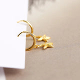 925 Silver Starfish Zirconia Pendant Hoop Earrings for Women