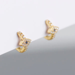 925 Silver Evil Eye Zirconia Hoop Earrings for Women